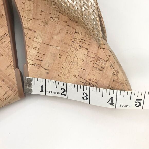 Nine West Gold Weave Crisscross Cork Wedge Sandals NEW - Picture 11 of 14